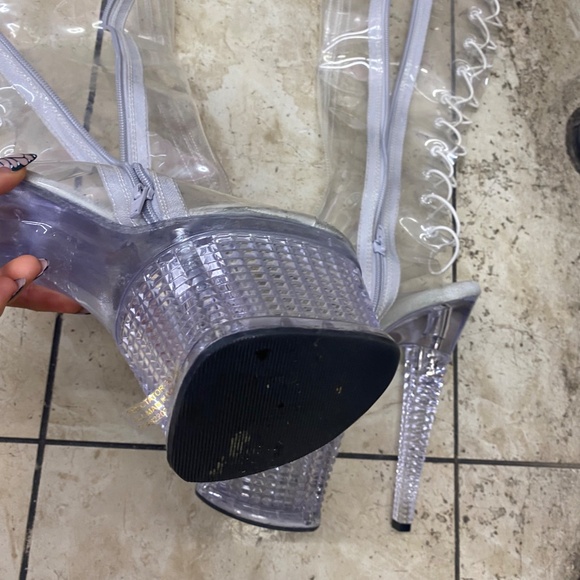 Clear thigh high lace up pleasers open toe 7 - Picture 3 of 4